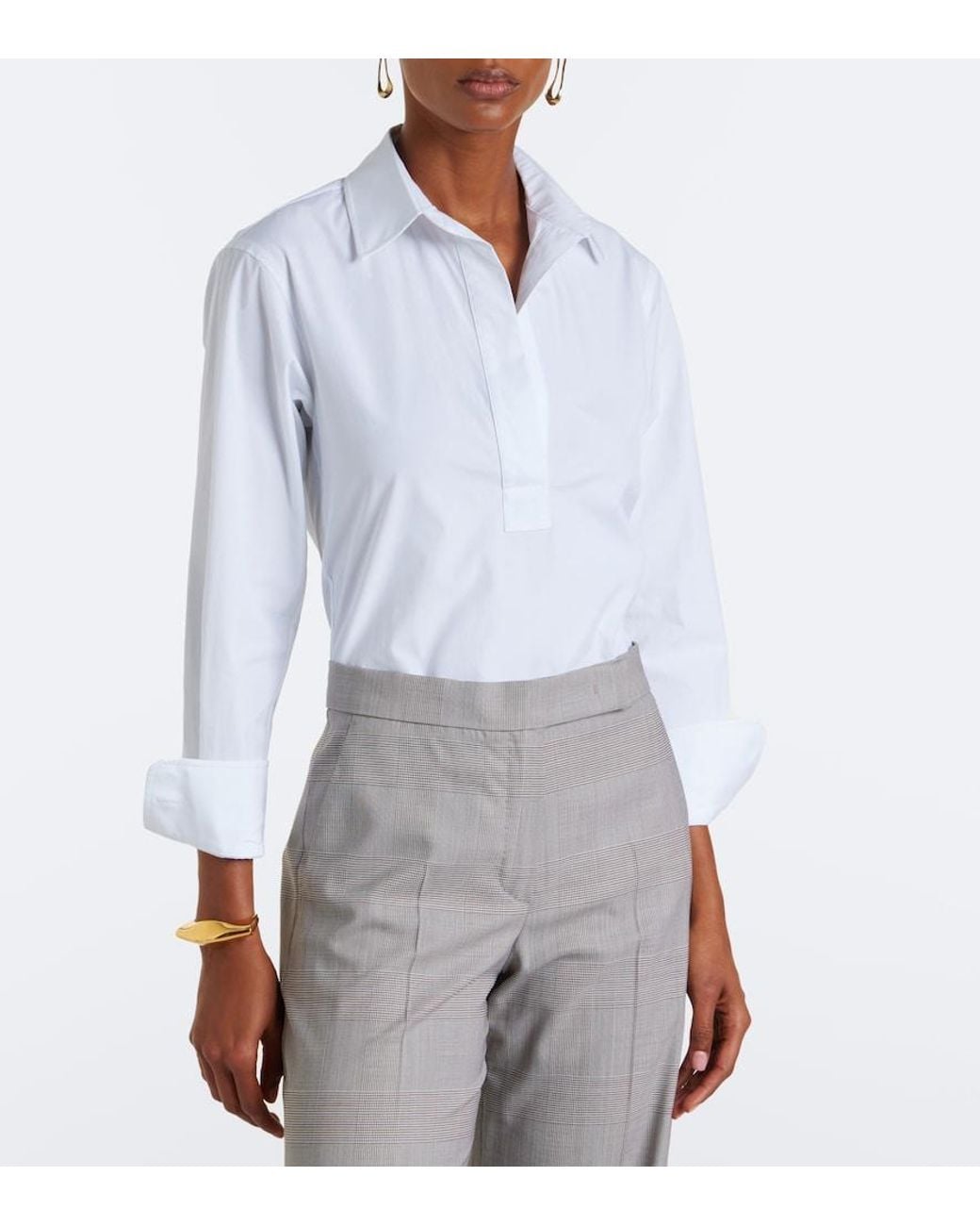Max Mara White Cotton-Blend Poplin Shirt