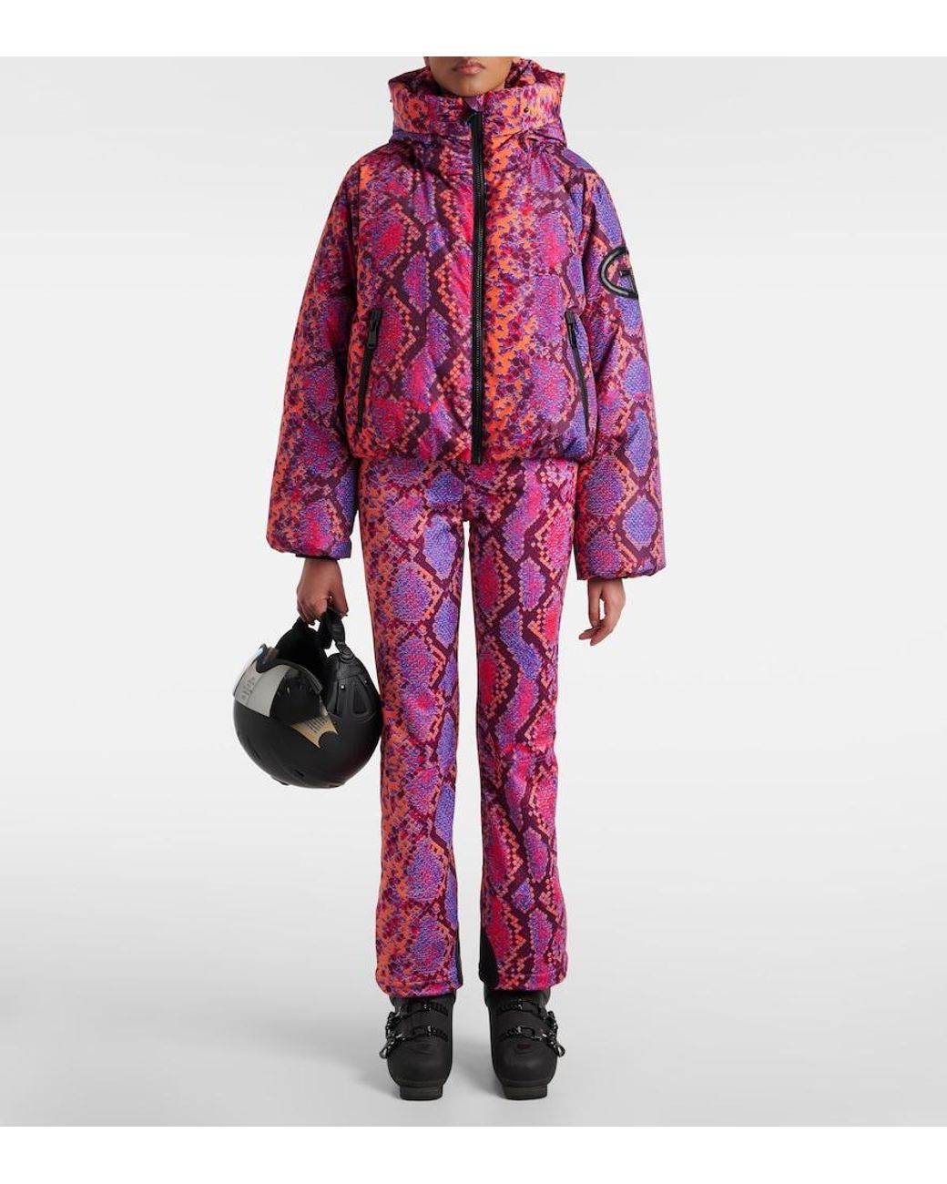 Goldbergh Red Elena Snake-Effect Ski Salopettes