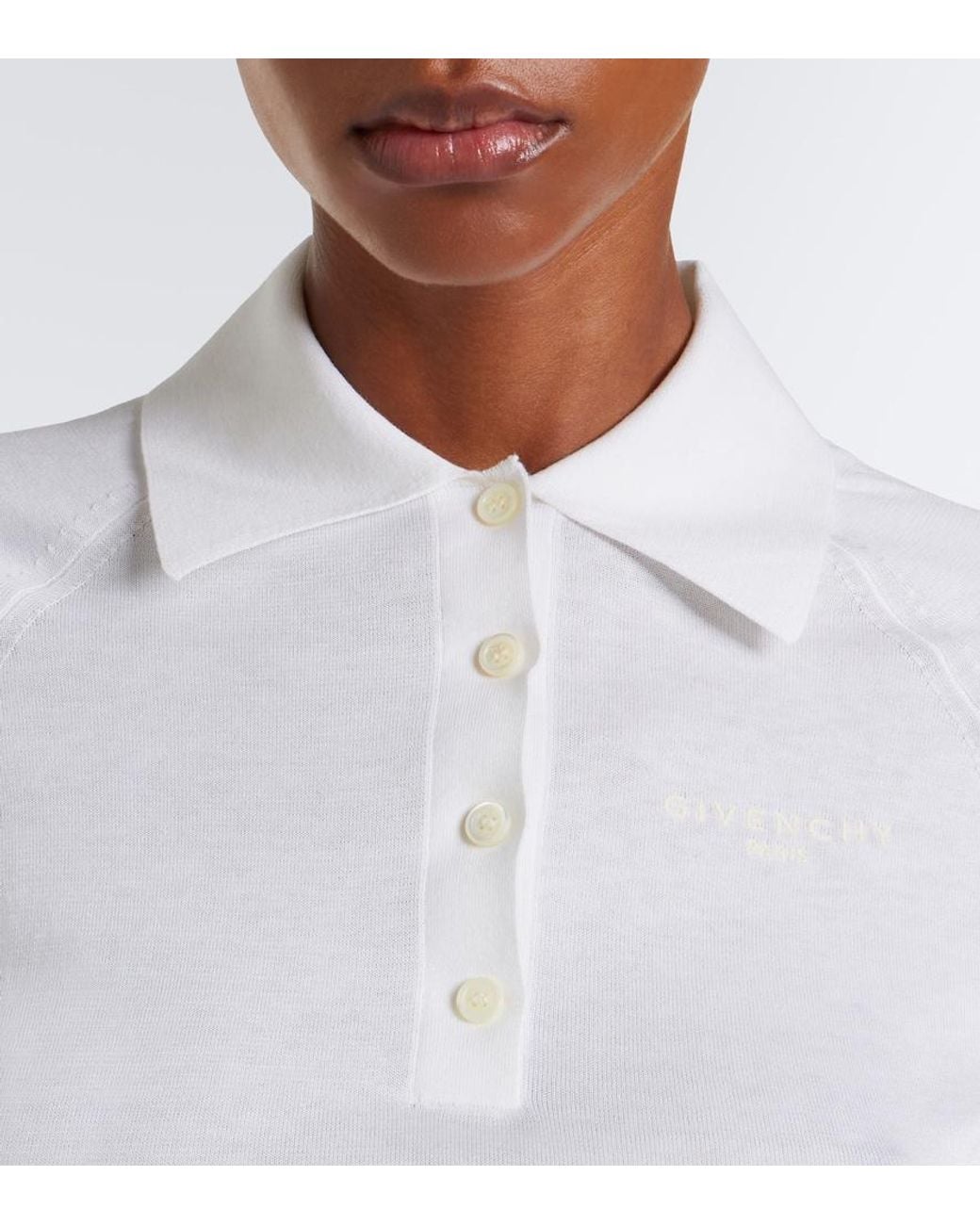 Givenchy White Cotton And Silk Polo Sweater