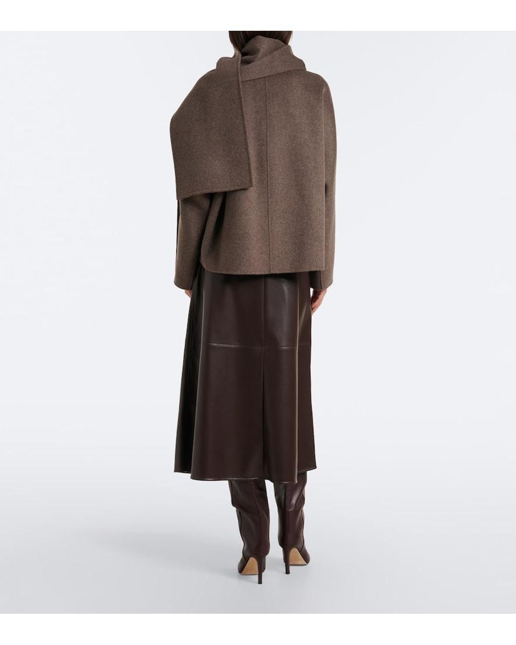 Max Mara Black Paneled Coated Jersey Midi Skirt
