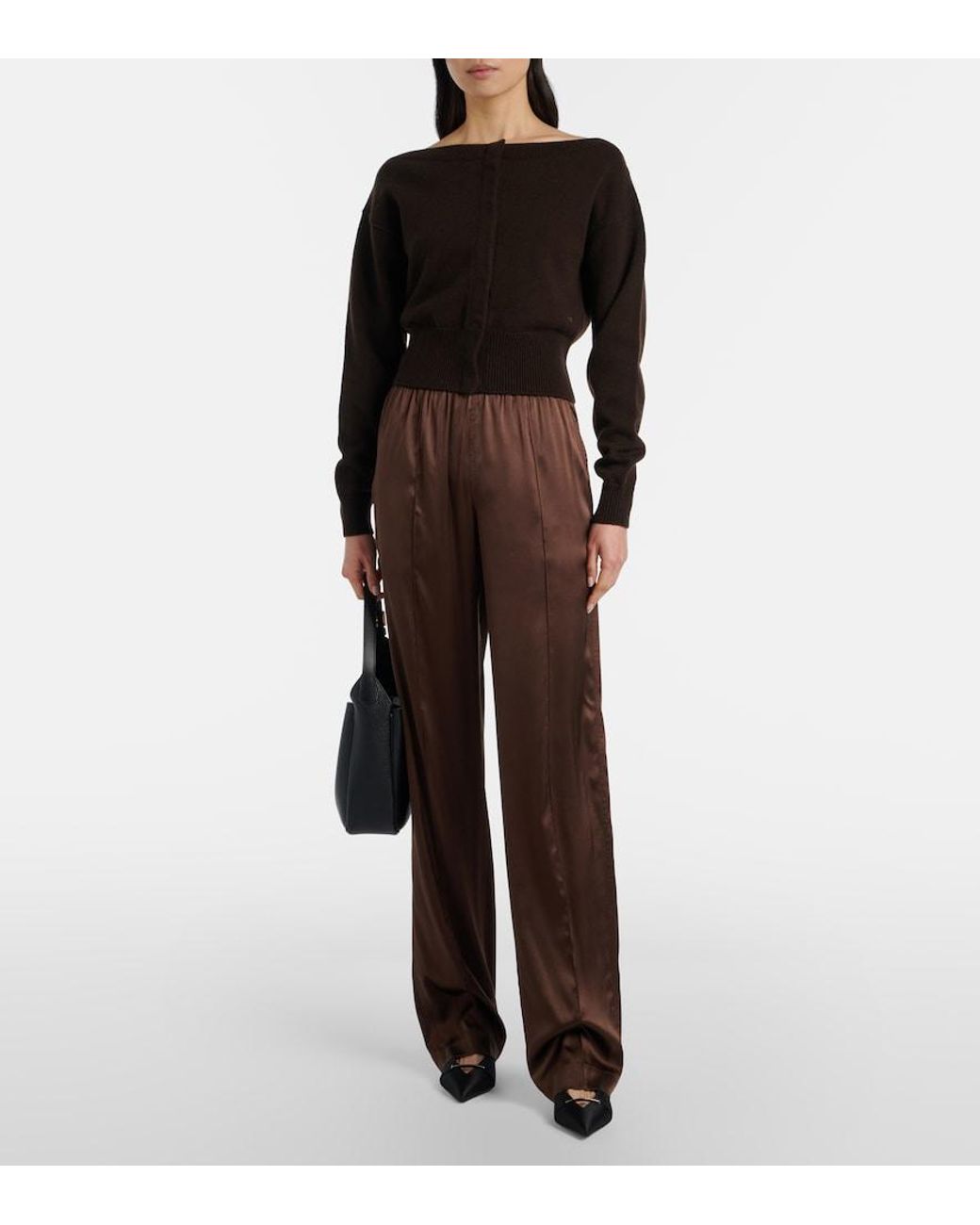 Tom Ford Black Off-Shoulder Cashmere Cardigan