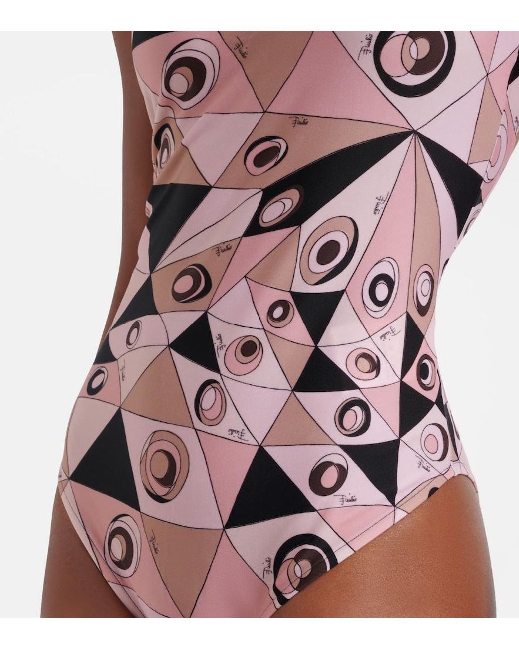 Emilio Pucci Pink Occhi One-Shoulder Swimsuit