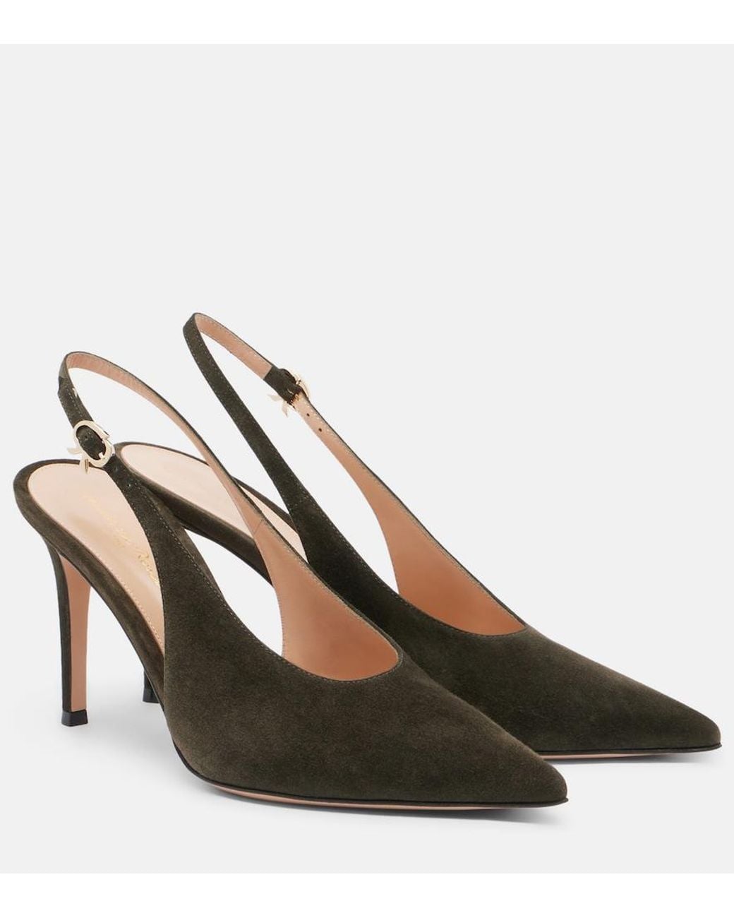 Gianvito Rossi Green Robbie Suede Slingback Pumps