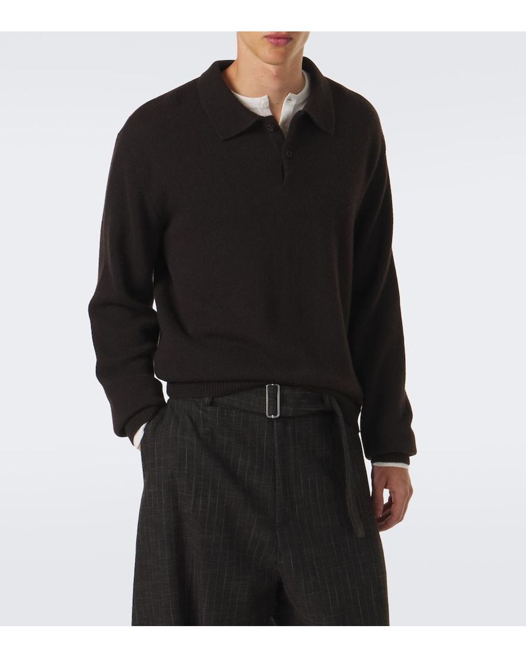Lisa Yang Black Rufus Cashmere Polo Sweater for men