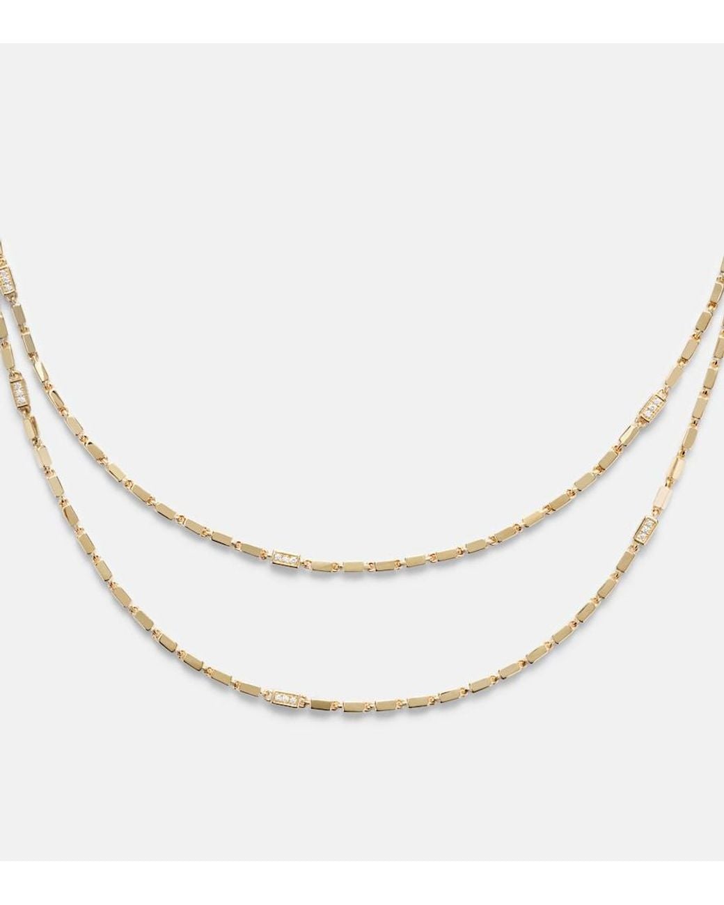 Suzanne Kalan Metallic Block-Chain 18Kt Chain Necklace With Diamonds