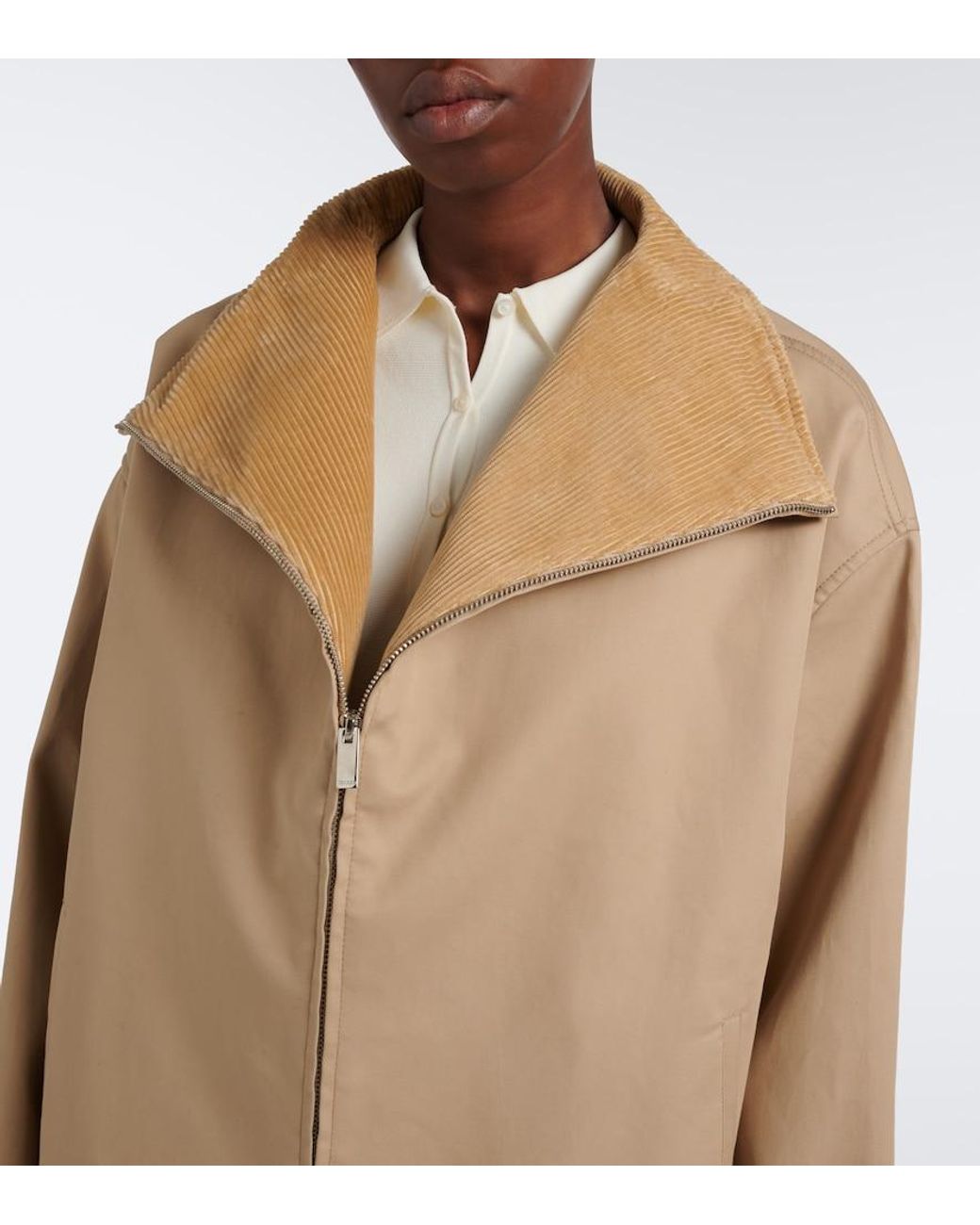 Totême Natural Oversized Corduroy-Trimmed Cotton Jacket