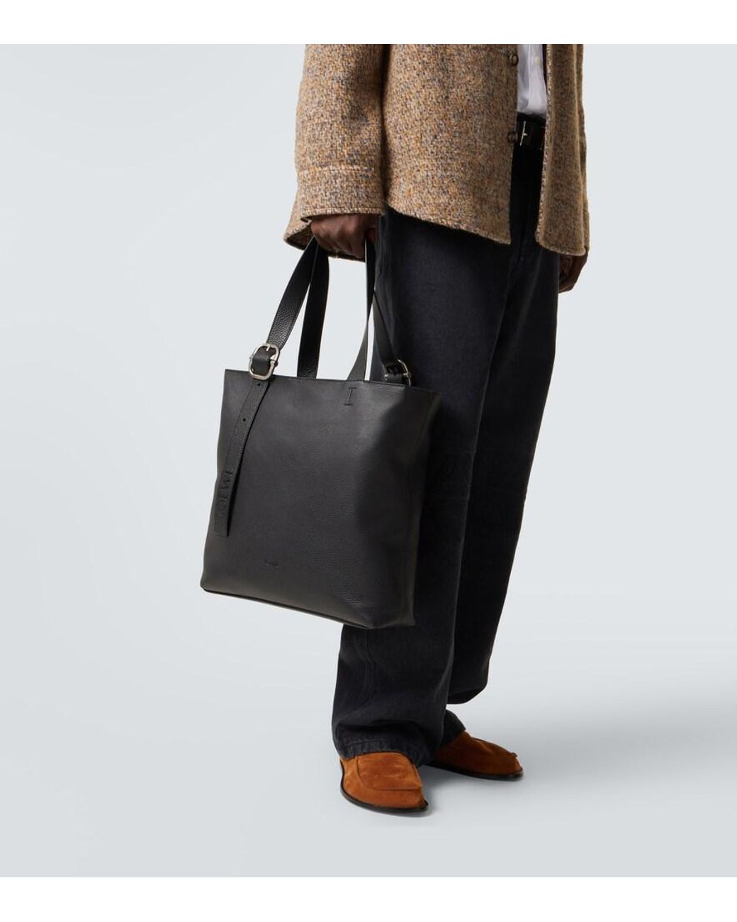 Loewe Black Loop Leather Tote Bag for men