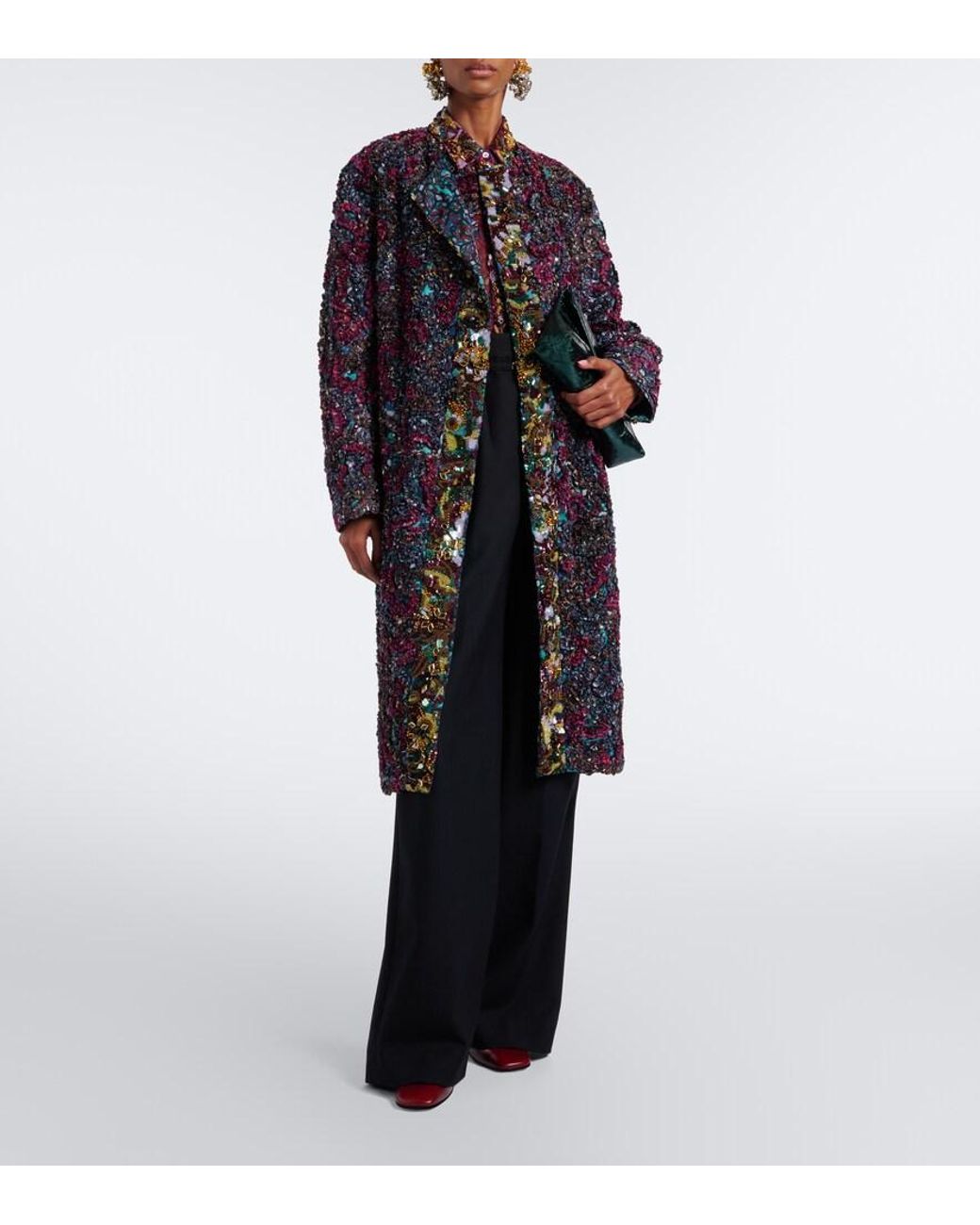 Dries Van Noten Blue Embellished Embroidered Coat