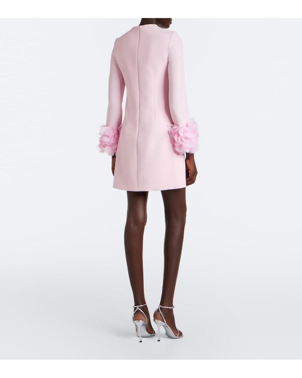 Safiyaa Pink Reffie Floral-Applique Crepe Minidress