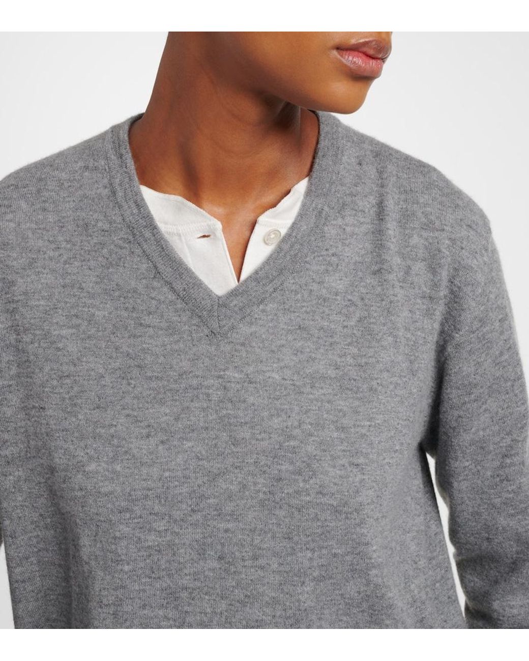 The Row Gray Nian Cashmere Top