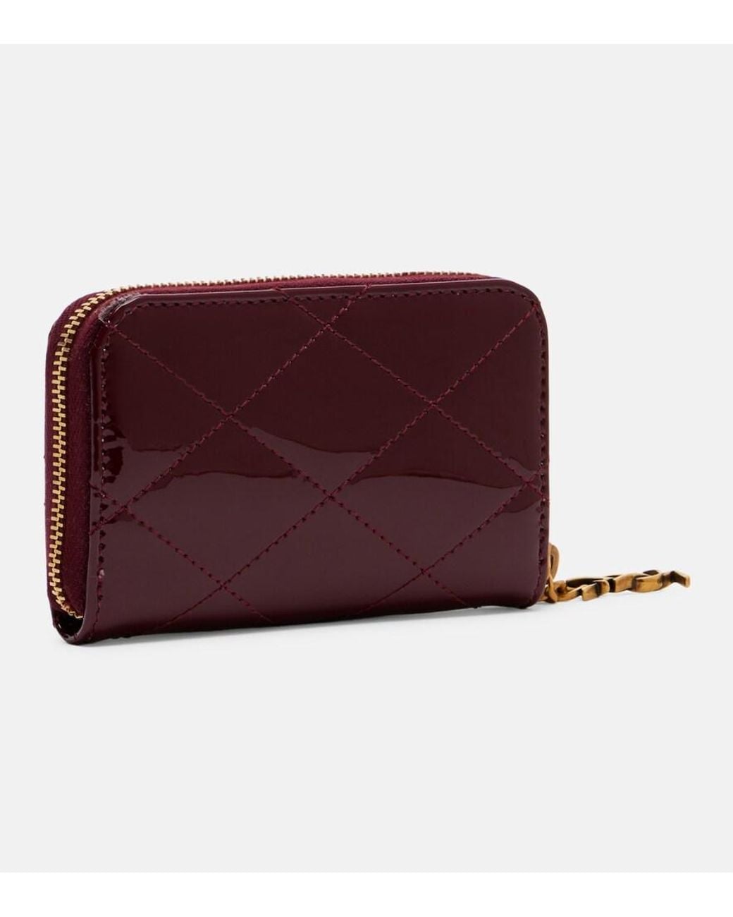 Saint Laurent Red Cassandre Bijou Patent Leather Wallet