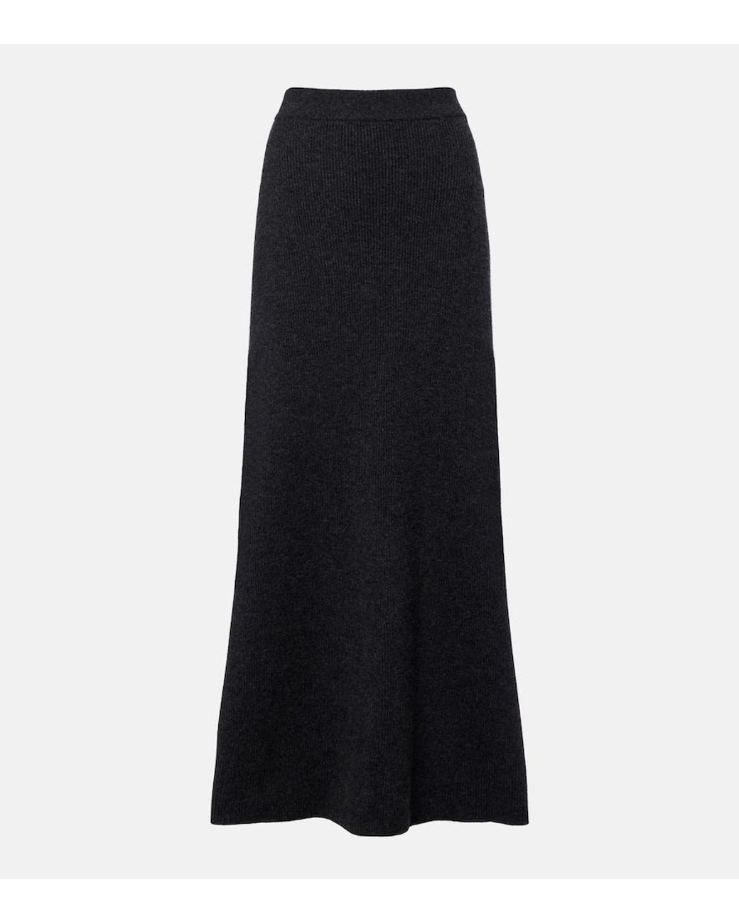 Agnona Black Cashmere Midi Skirt