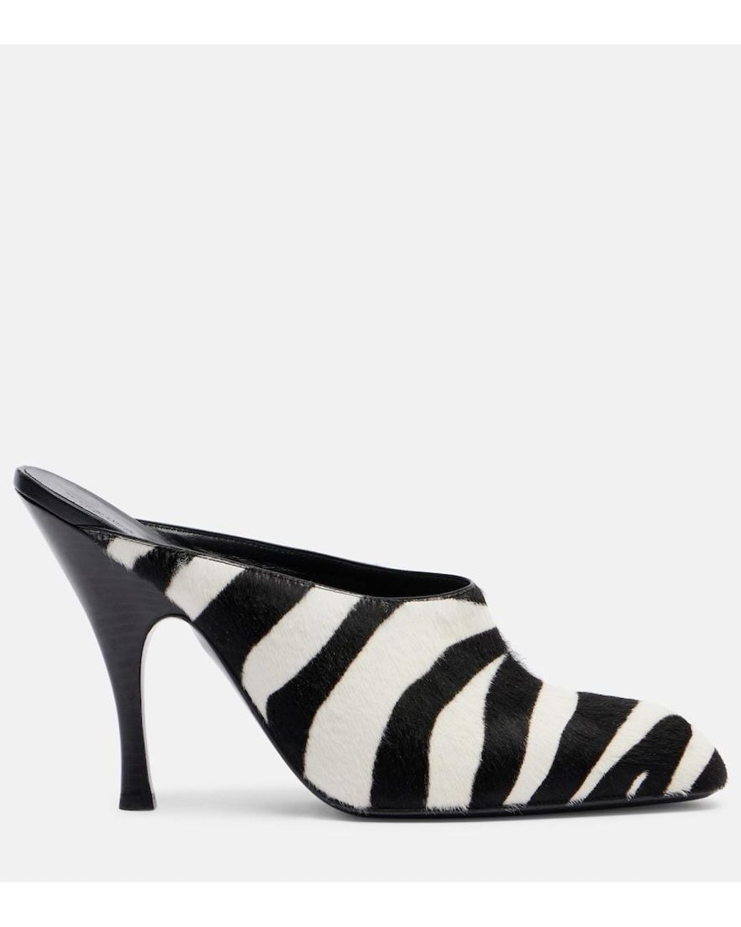 Khaite Black Colt Zebra-Print Calf Hair Mules