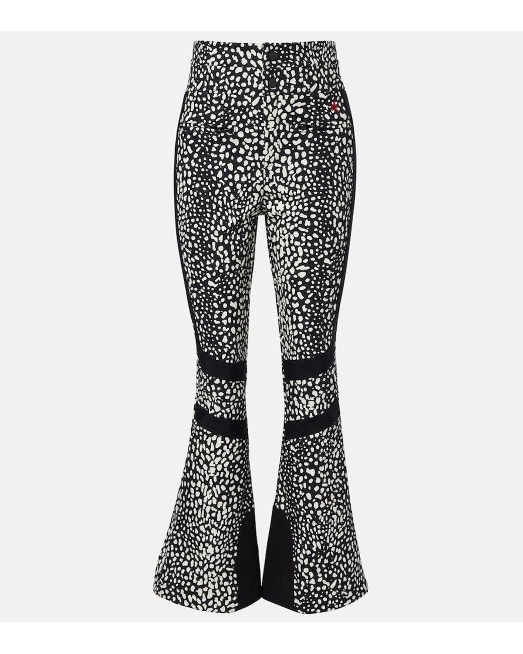 Perfect Moment Black Aurora Leopard-Print Flared Ski Pants