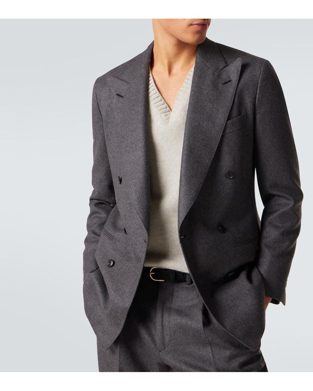Chaqueta De Traje Cruzada De Lana Saman Amel de hombre de color Black