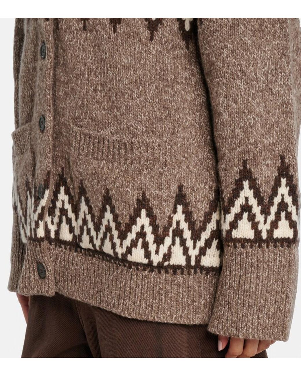 Polo Ralph Lauren Brown Fair Isle Jacquard Wool-Blend Cardigan