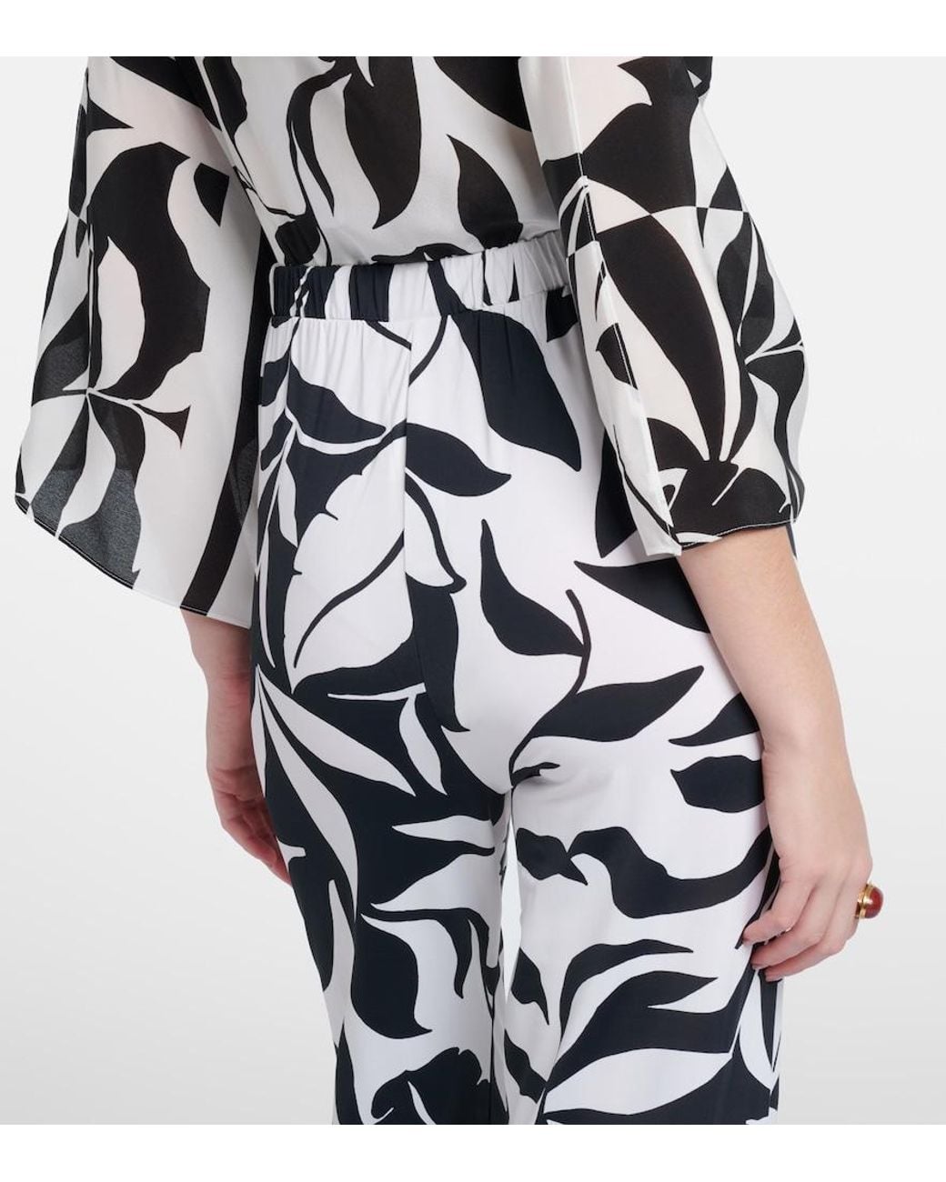 Max Mara White Abate Printed Wide-Leg Pants