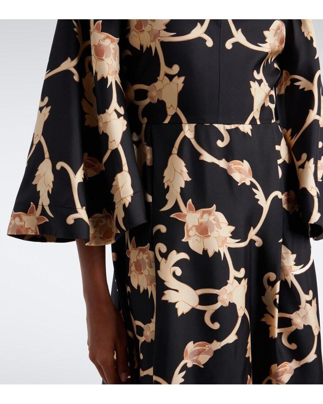 LaDoubleJ Black Belle Printed Silk Twill Kaftan
