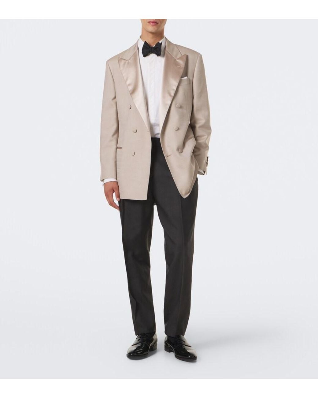 Brunello Cucinelli Gray Silk Tuxedo Pants for men