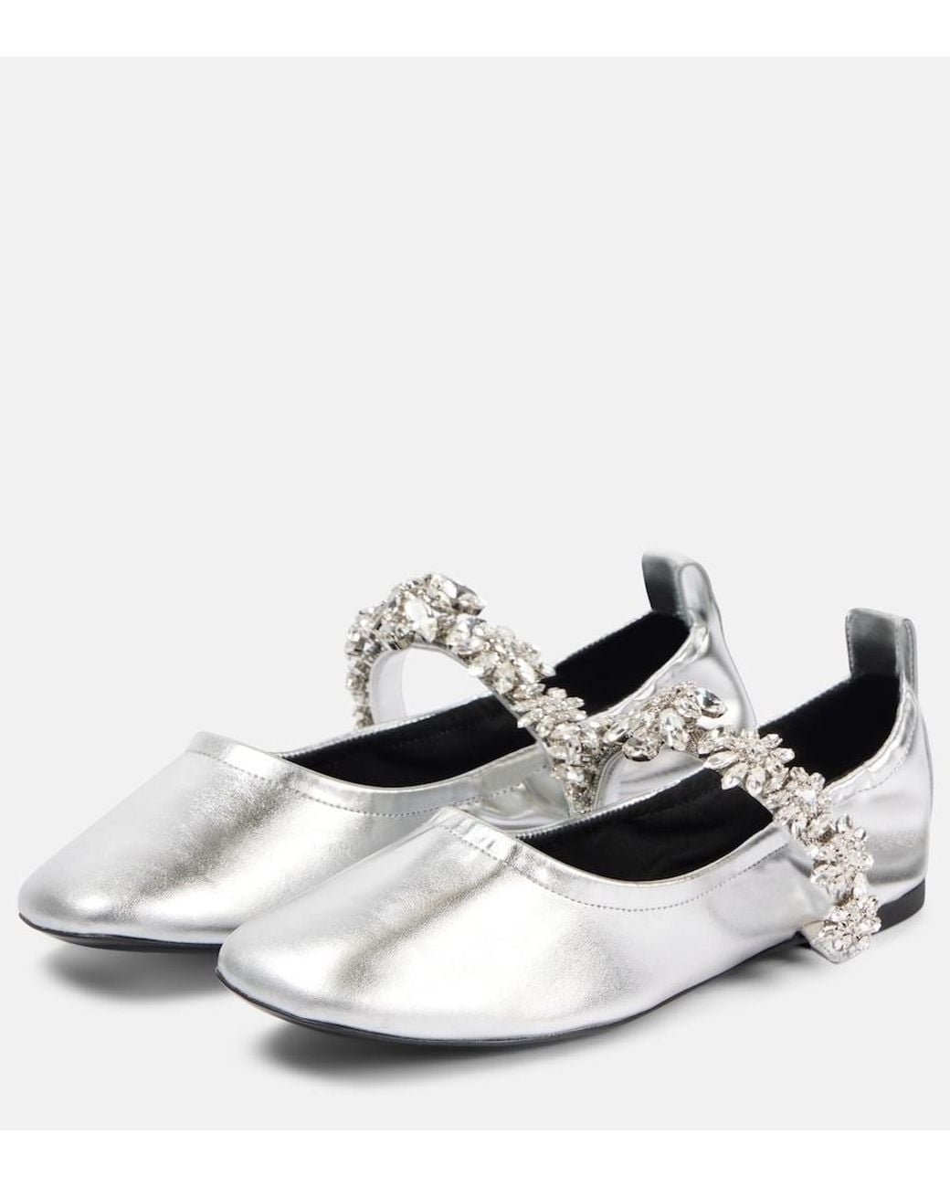 Stella McCartney White Elsa Metallic Faux Leather Ballet Flats