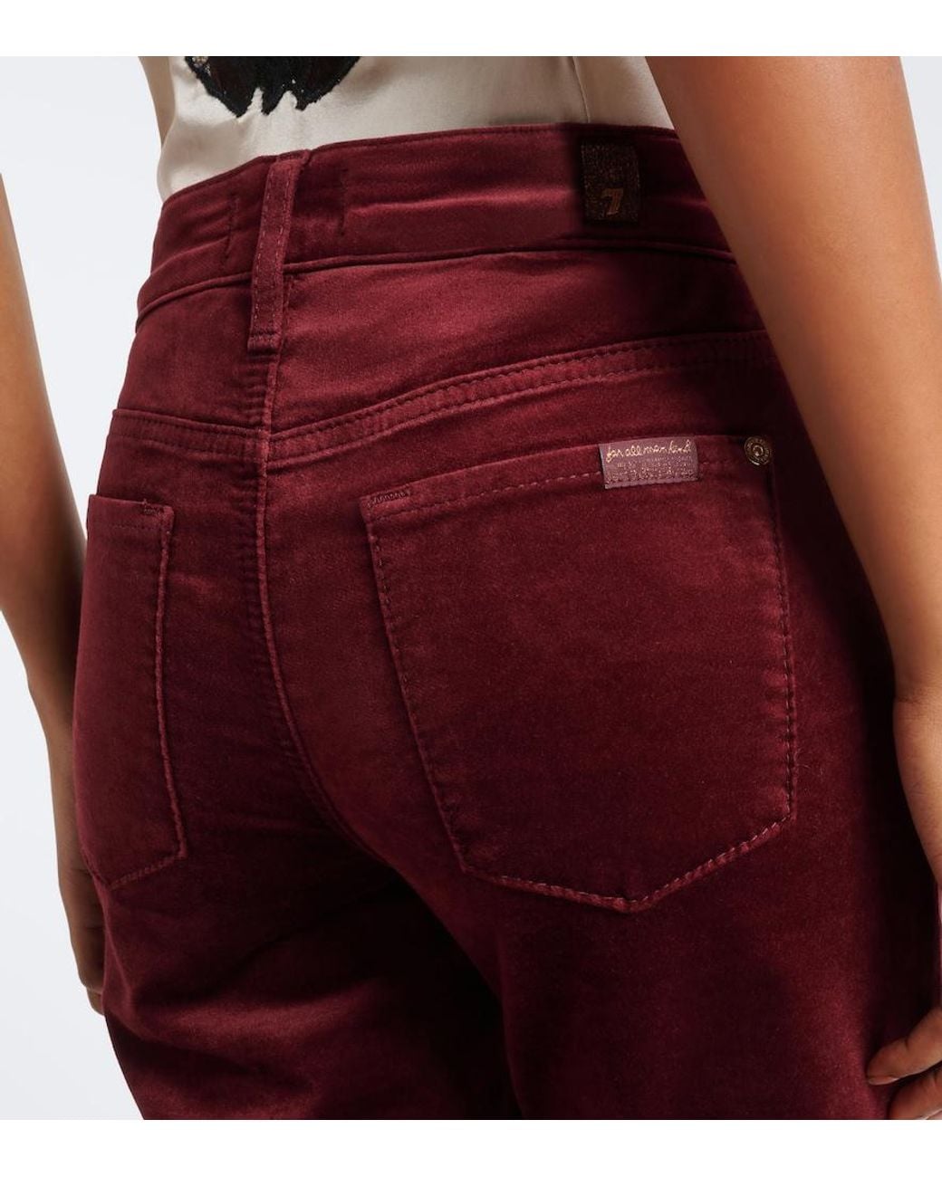 7 For All Mankind Purple Leggy Cotton-Blend Velvet Flared Pants