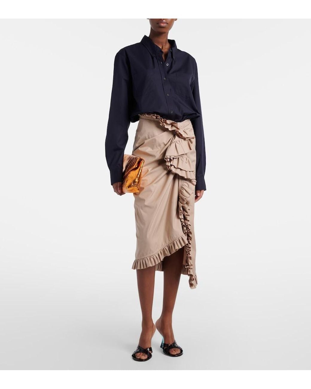 Dries Van Noten Blue Oversized Cotton Poplin Shirt
