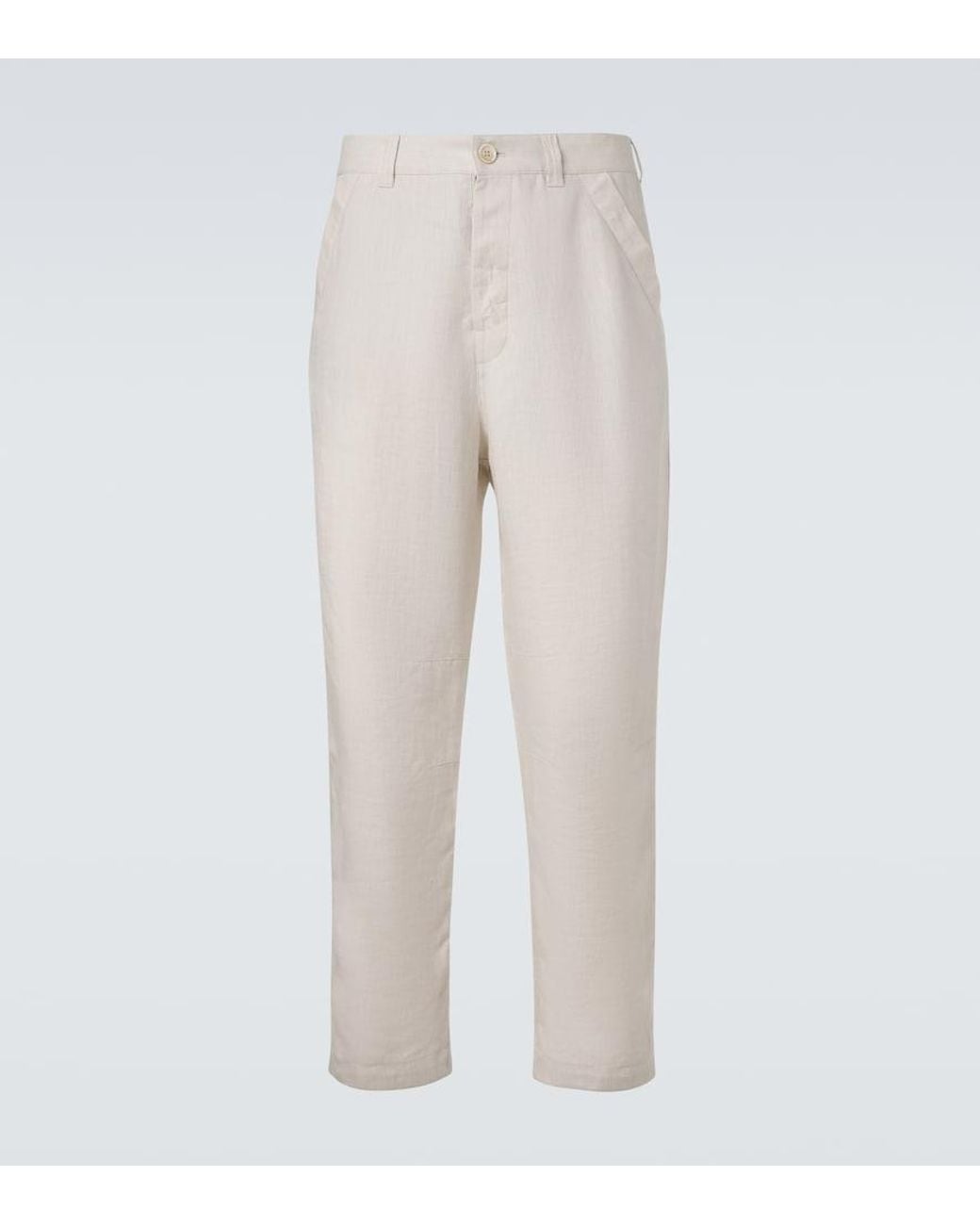 Brunello Cucinelli Natural Linen Straight Pants for men