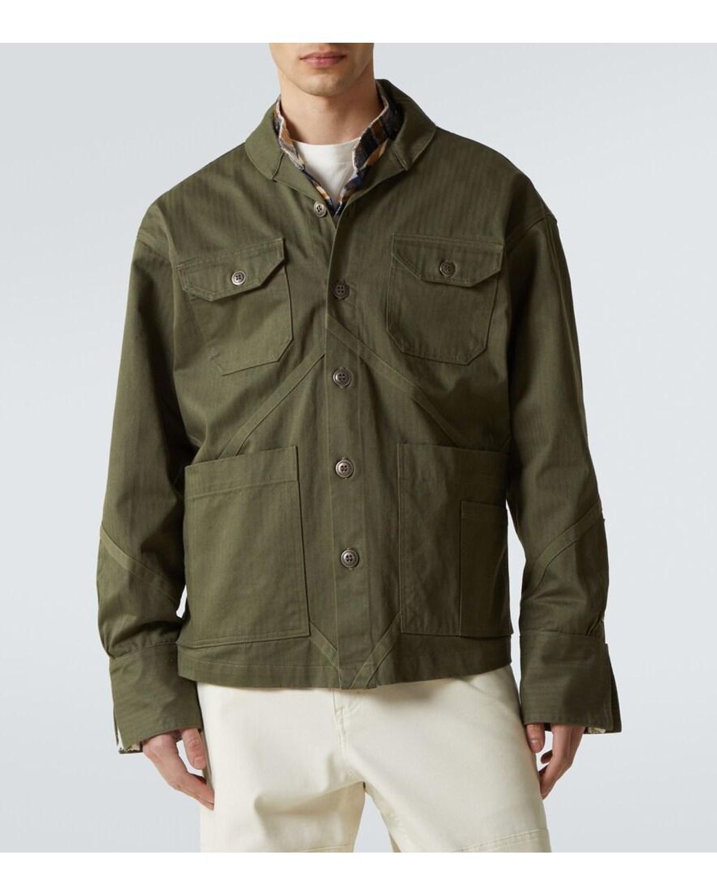 Greg Lauren Green Cotton Field Jacket for men