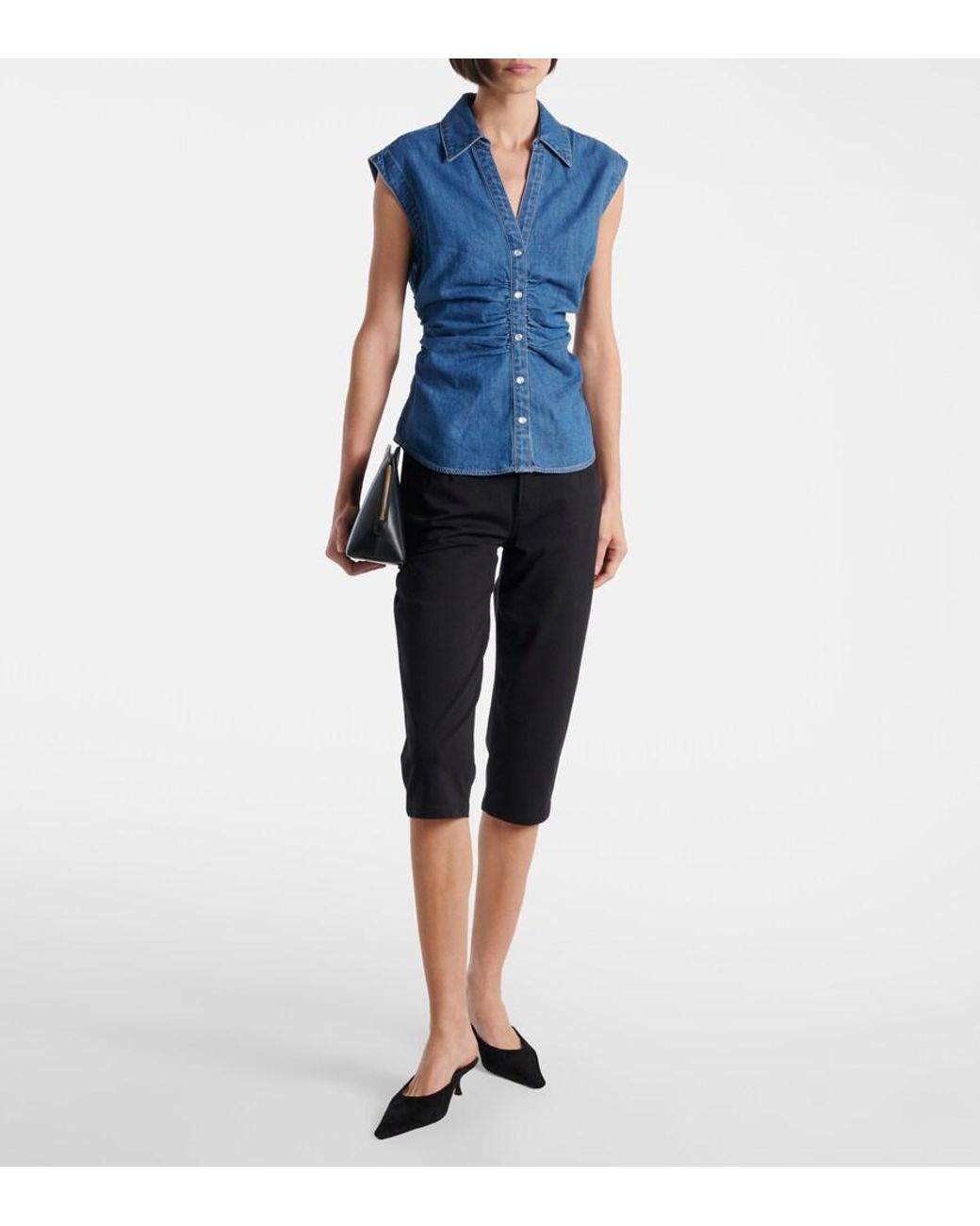 Top Sera De Denim Fruncido Veronica Beard de color Blue