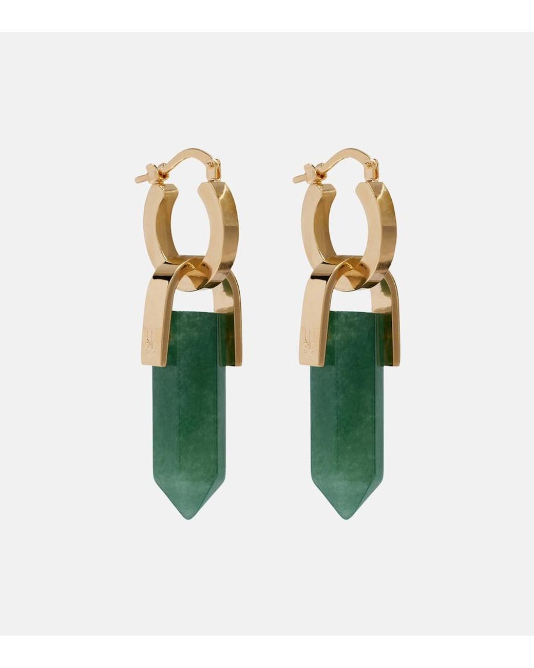LaDoubleJ Green Pillar Embellished-Plated Earrings