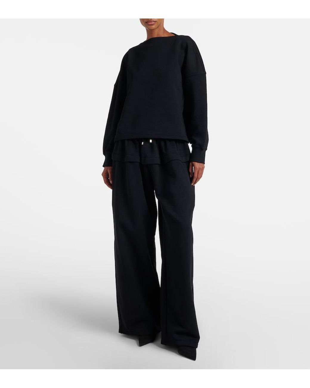 Alaïa Black Wide-Leg Cotton Sweatpants