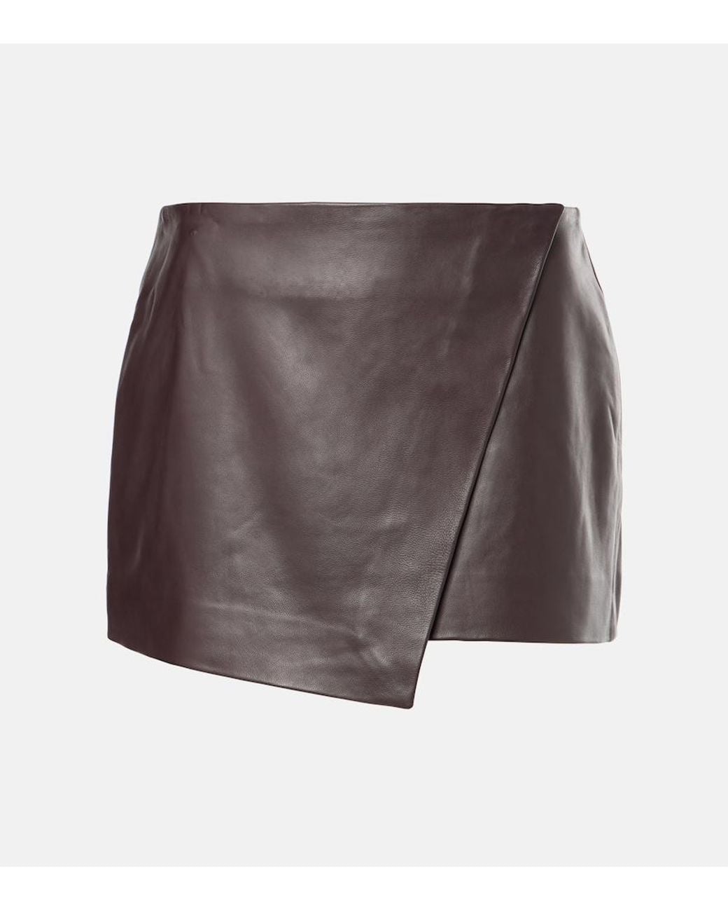 Frankie Shop Brown Cleo Leather Wrap Skirt
