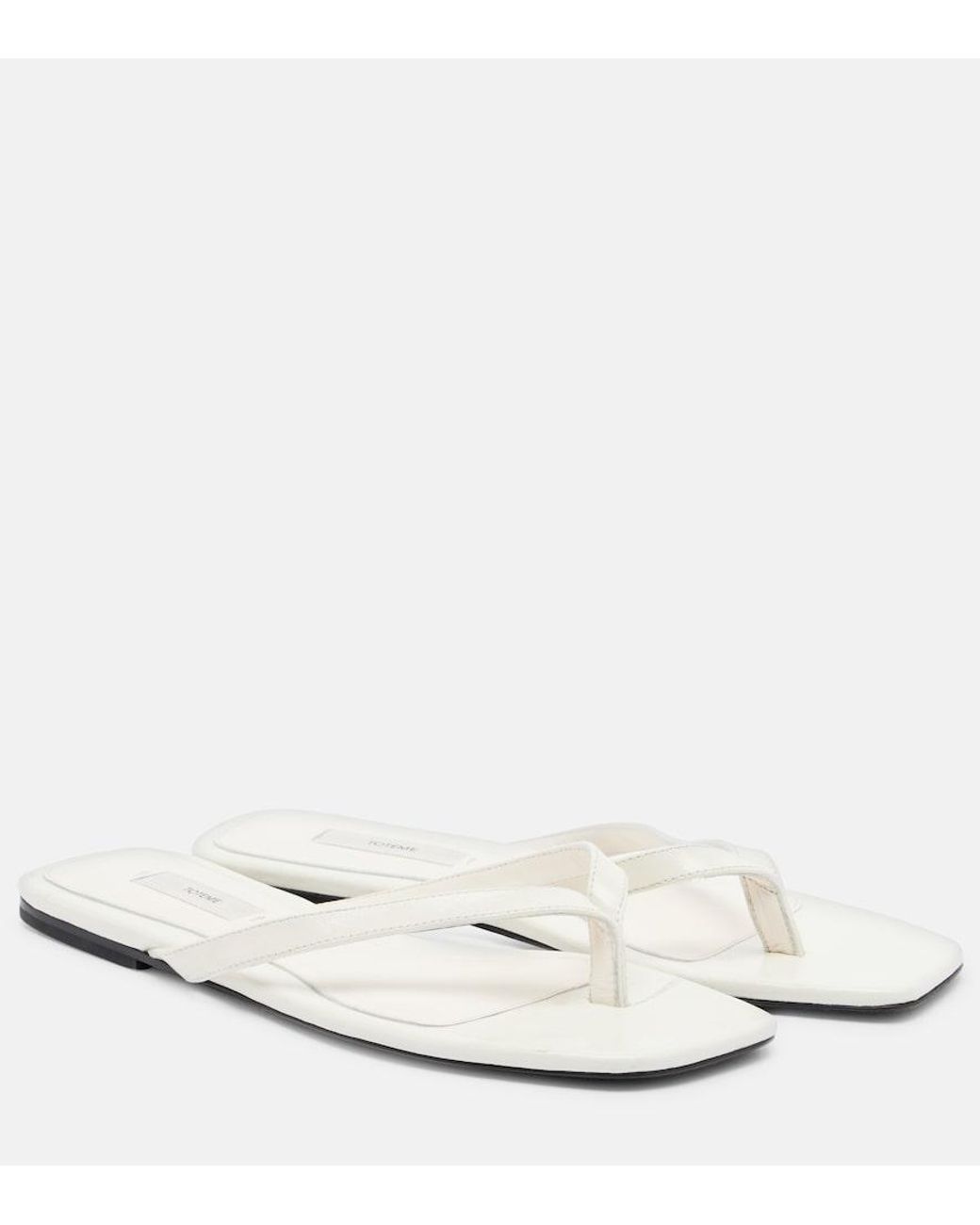 Totême White Leather Thong Sandals