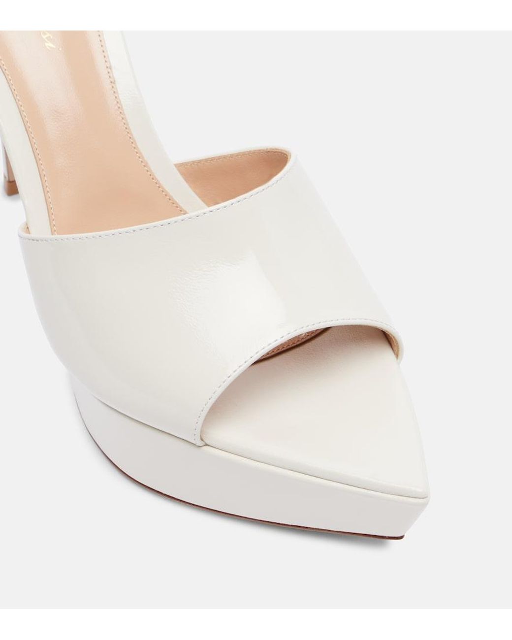Gianvito Rossi Natural Dasha 85 Patent Leather Platform Mules