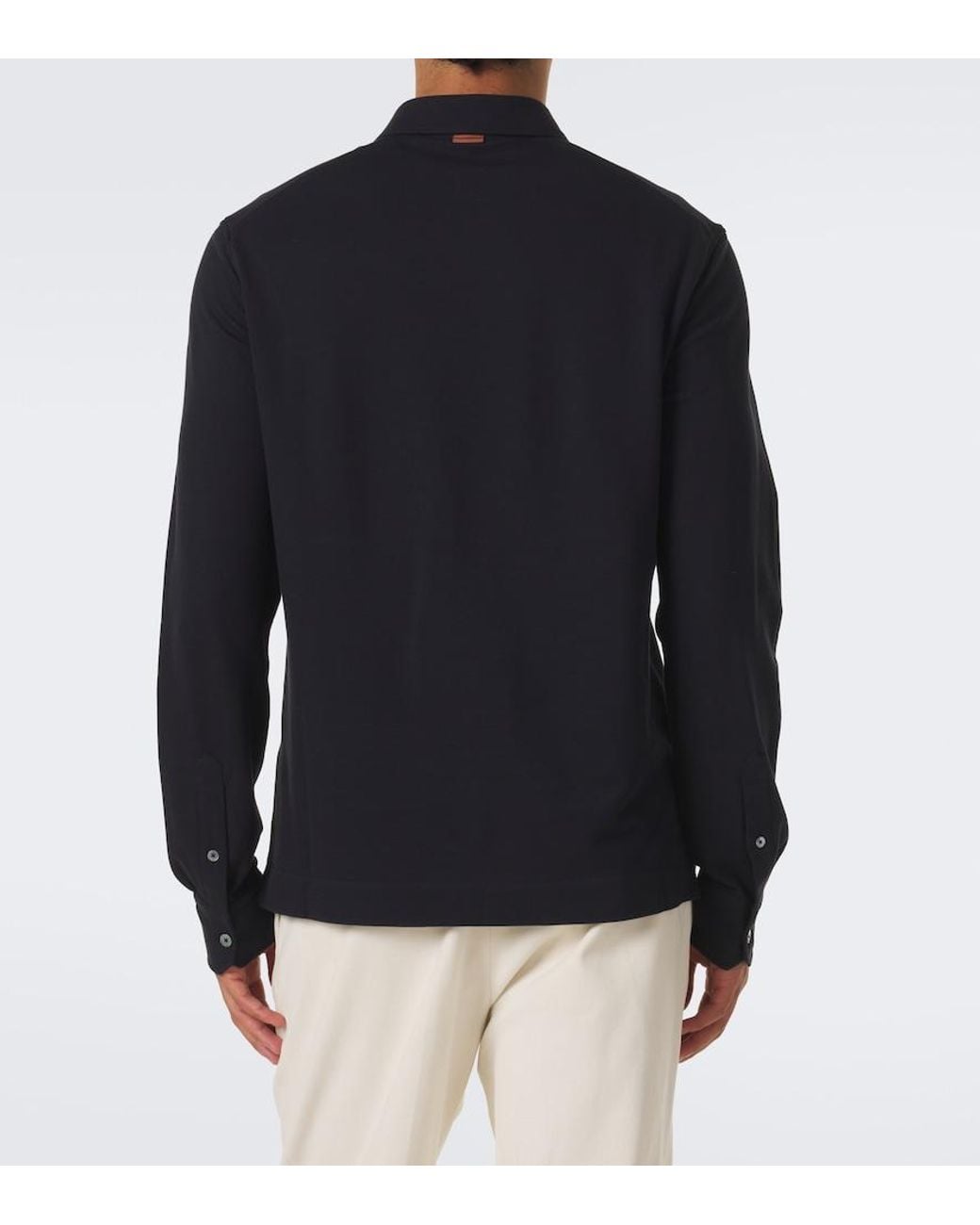 Zegna Blue Cotton Pique Polo Shirt for men