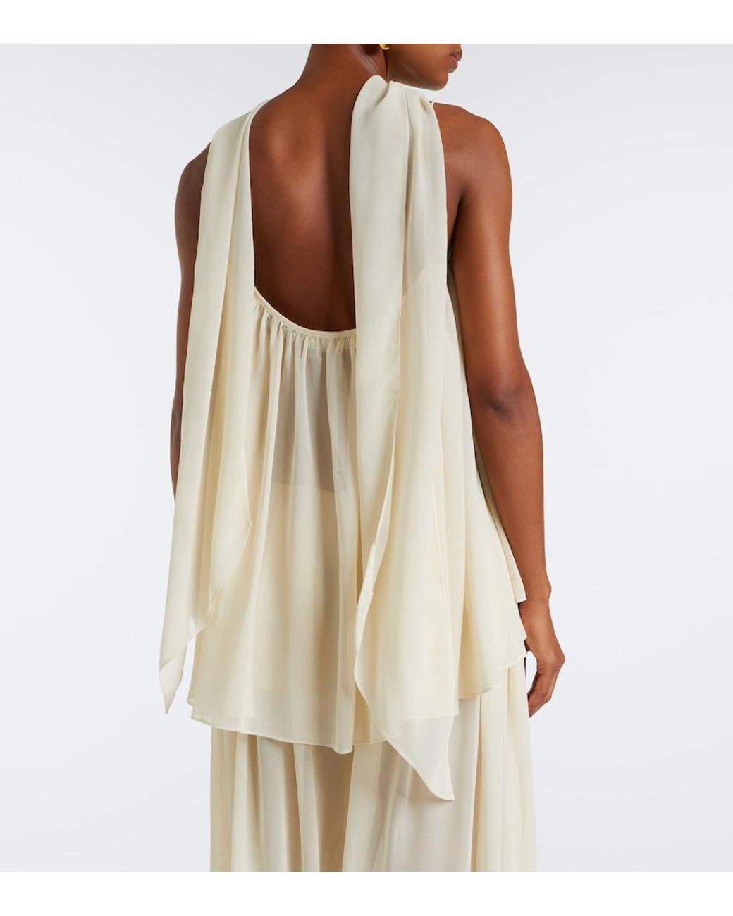 De La Vali White Agapito Georgette Top