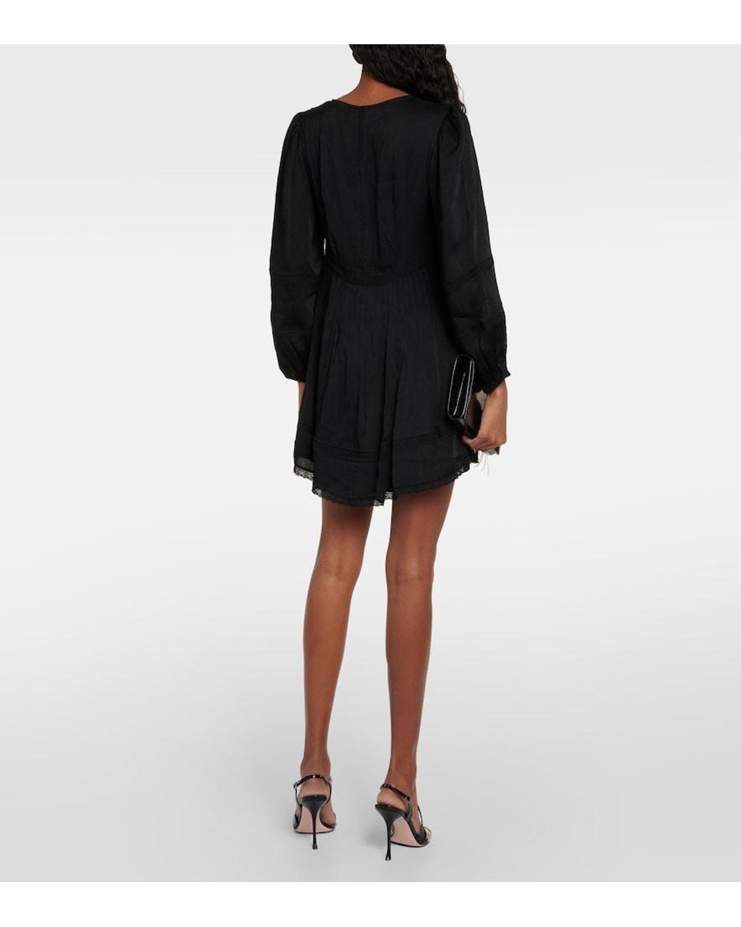 Velvet Black Bethel Lace-Trimmed Minidress