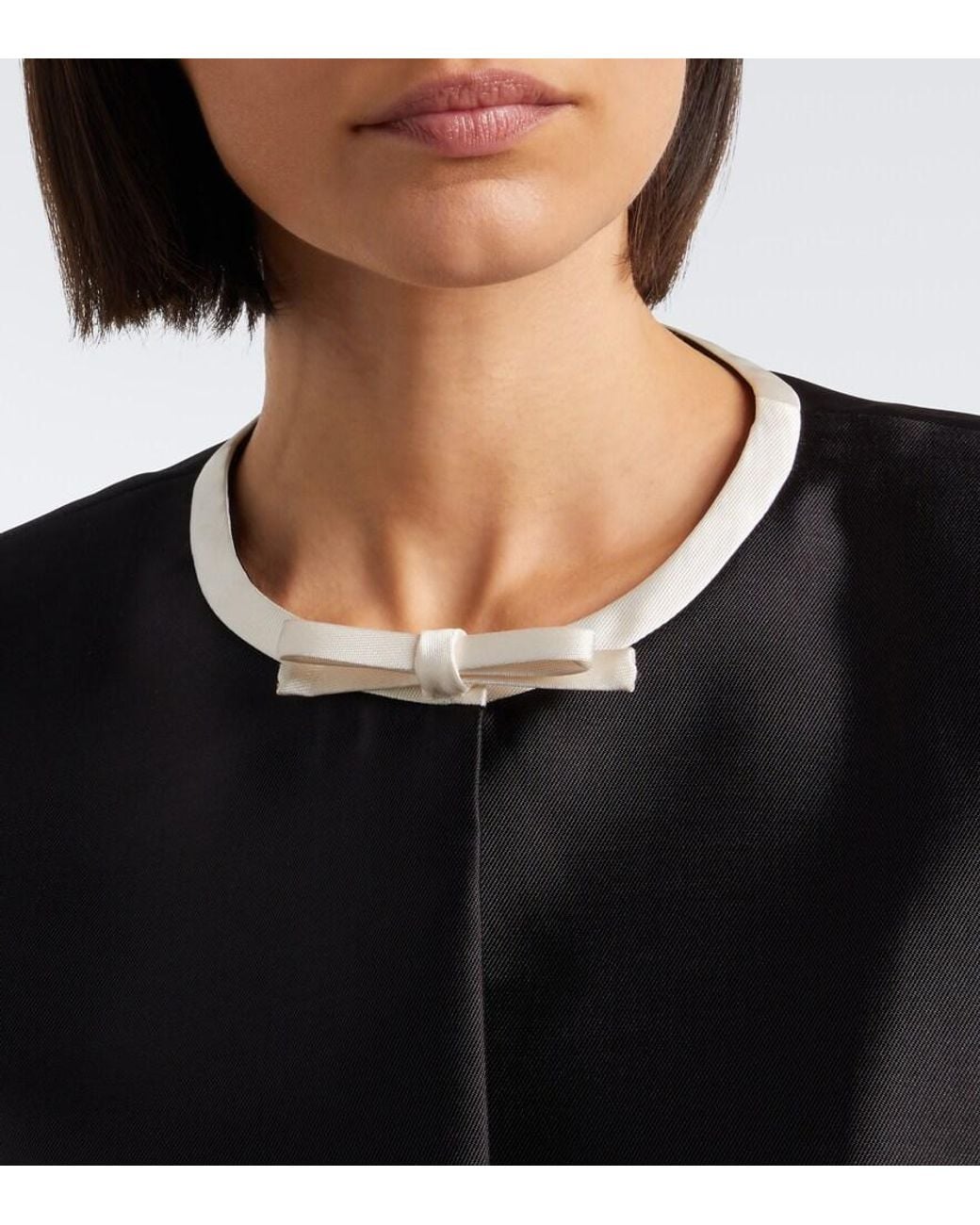 Jonathan Simkhai Black Naelle Bow-Detail Cropped Satin Top