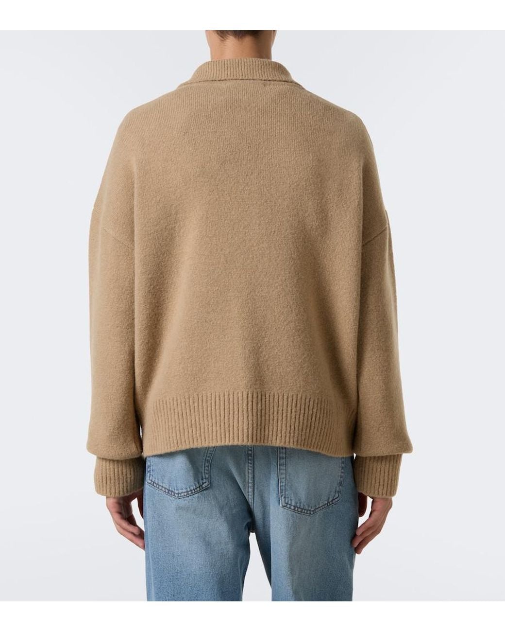 AMI Natural Ami De Coeur Alpaca And Wool-Blend Polo Sweater for men