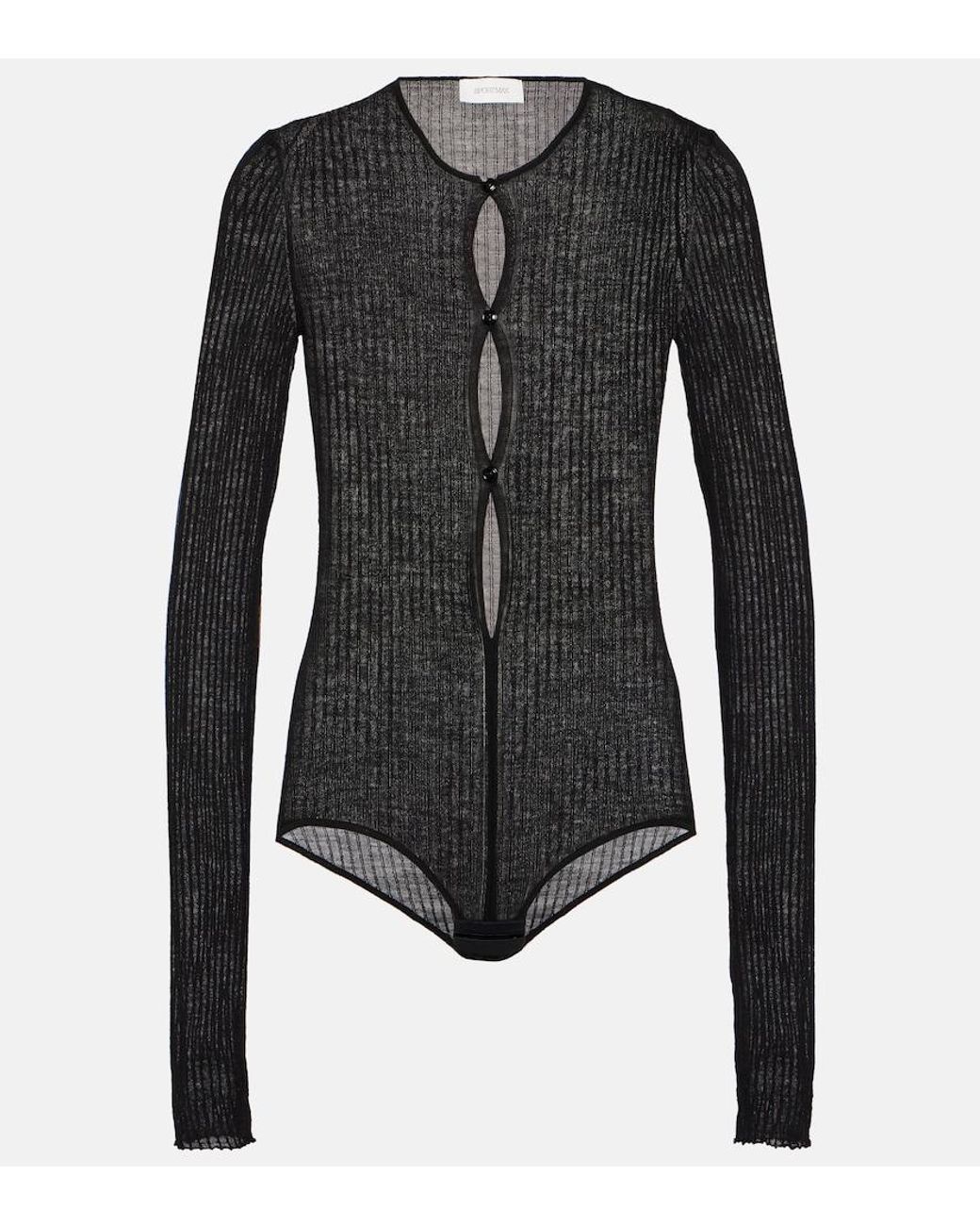 Sportmax Black Rib-Knit Bodysuit