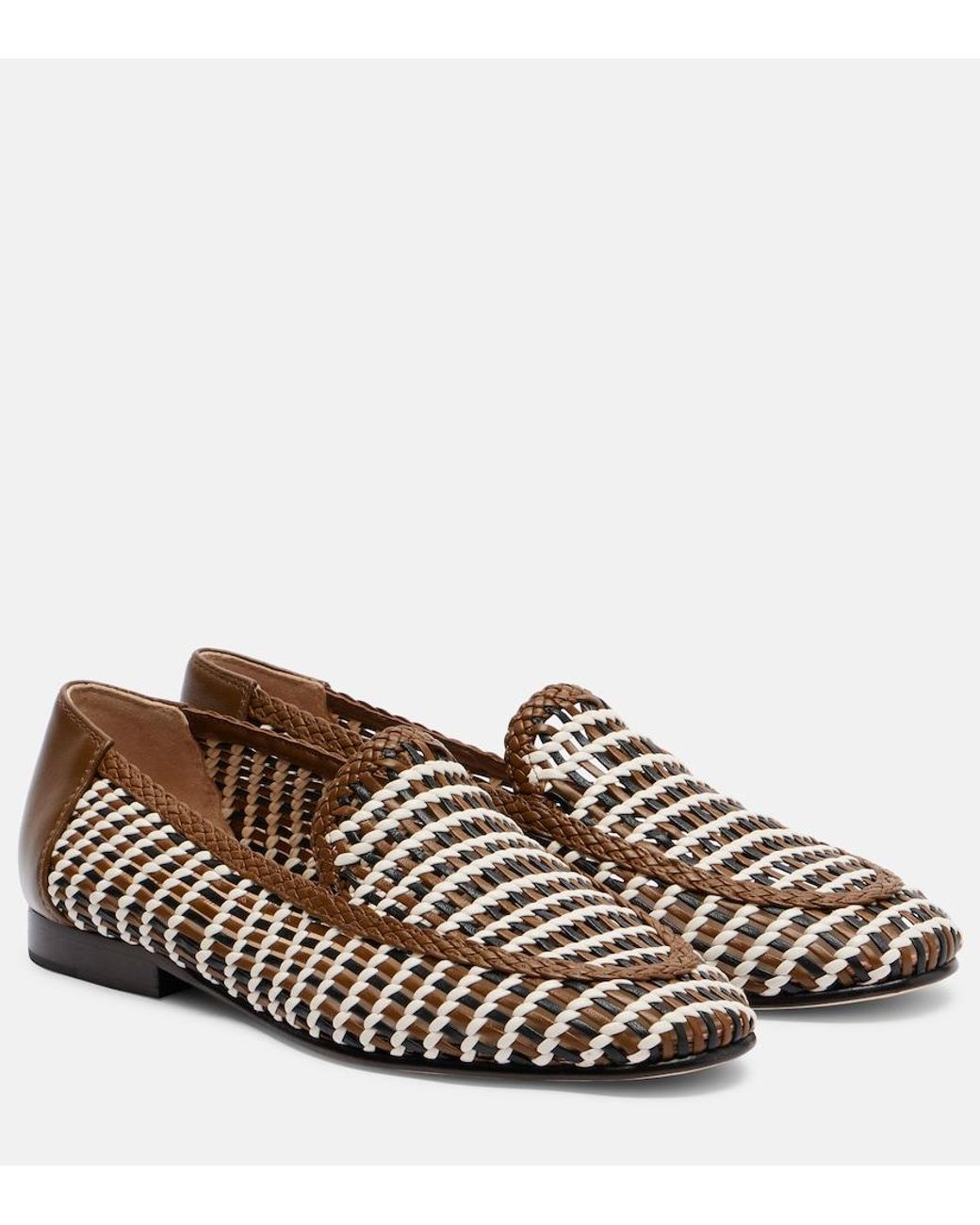 Veronica Beard Brown Prilla Woven Leather Loafers