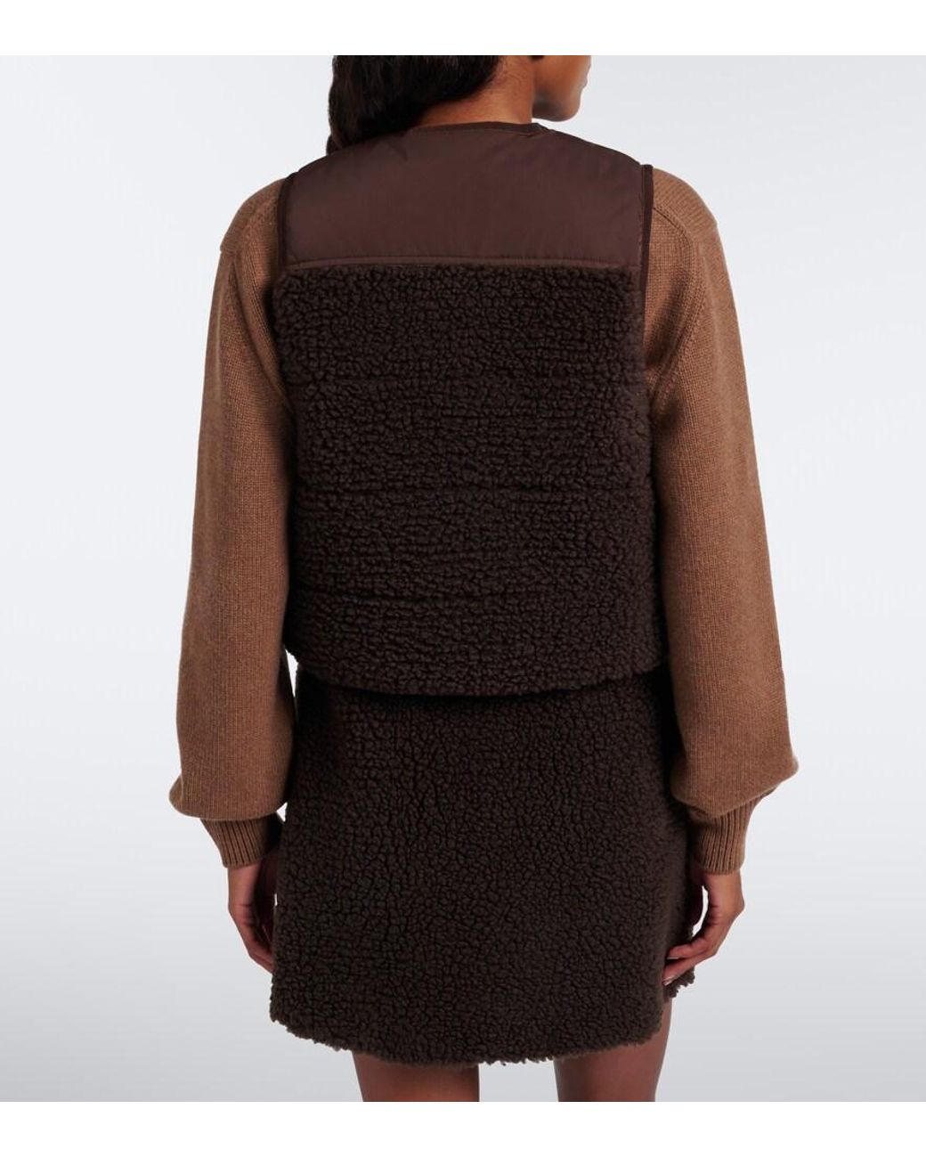 Moncler Brown Paneled Teddy Vest