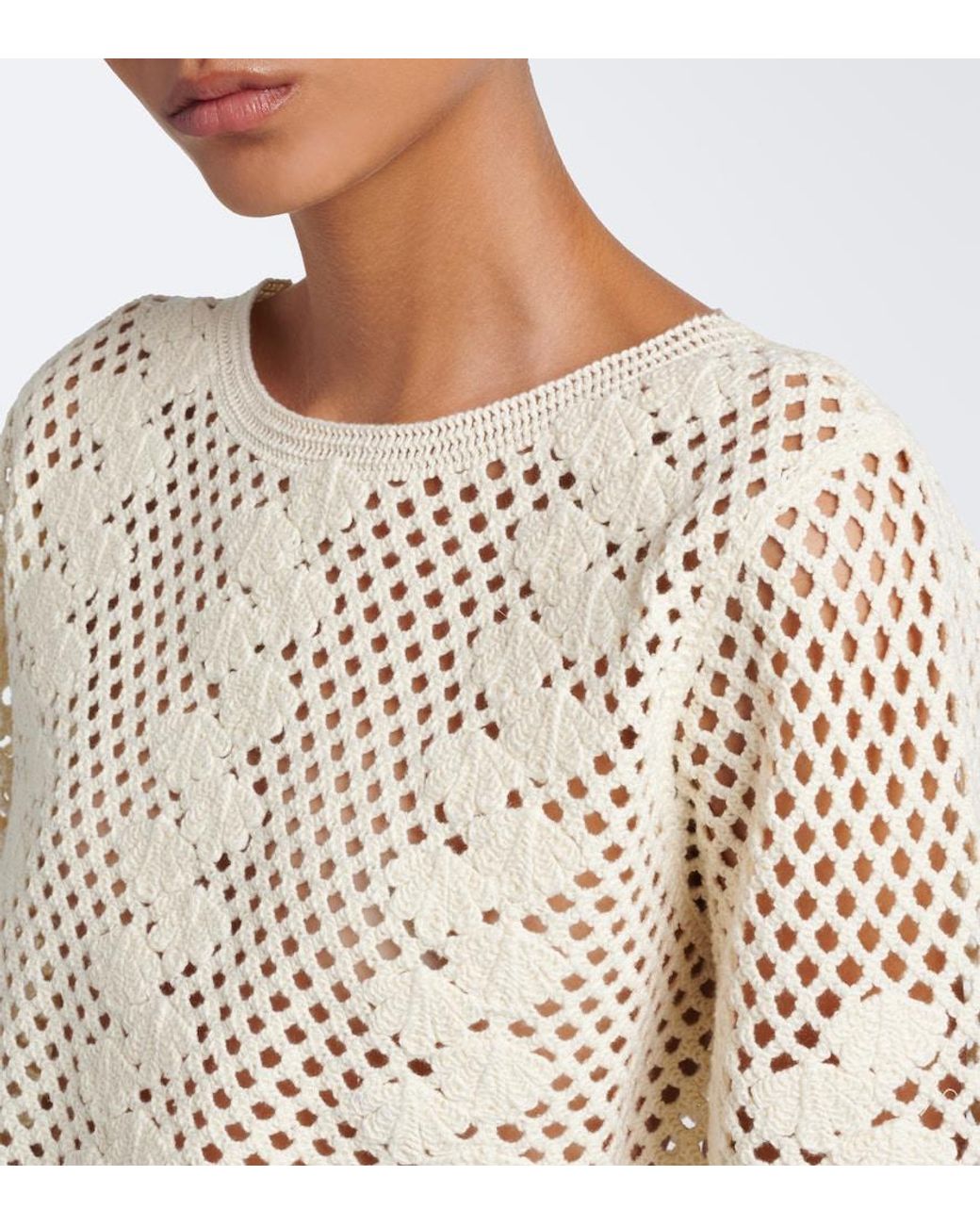 Posse Natural Saskia Cropped Crochet Cotton Top