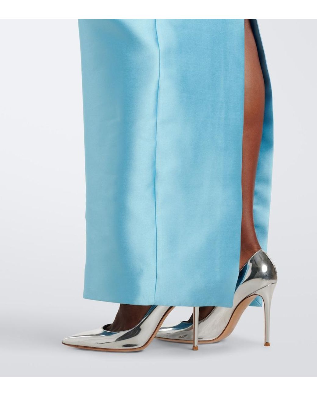 Solace London Blue Kira One-Shoulder Satin Gown