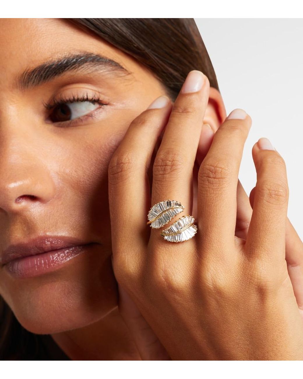 Anita Ko White Palm Leaf 18Kt Ring With Diamonds