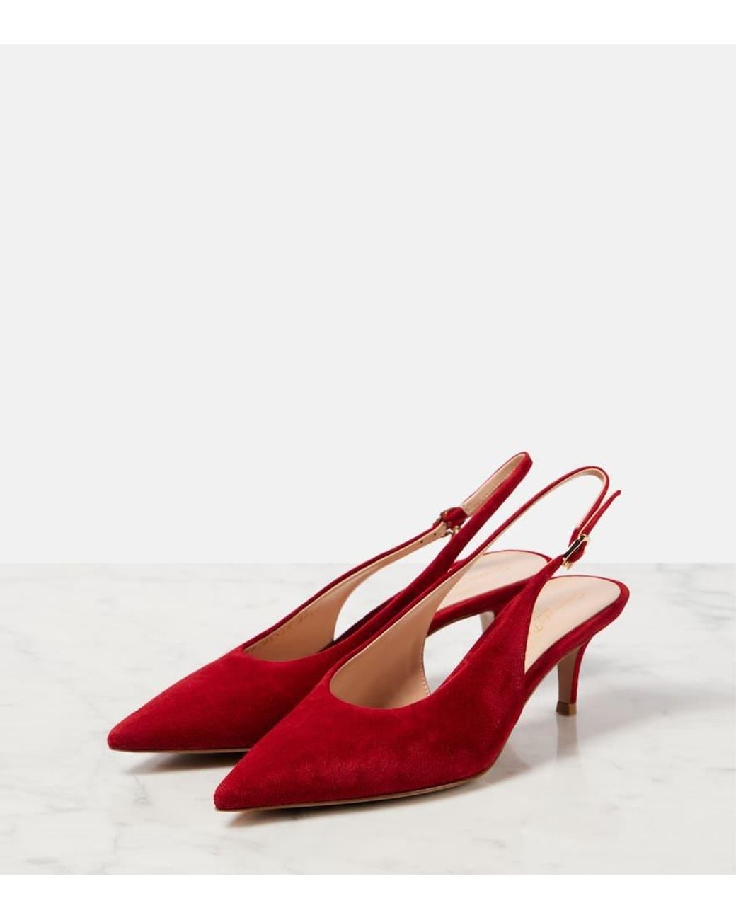 Gianvito Rossi Red Robbie Suede Slingback Pumps