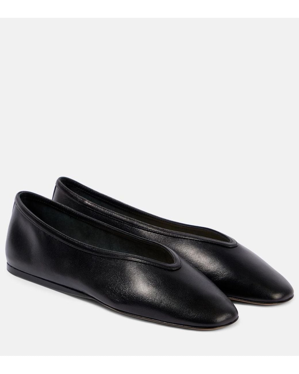 Le Monde Beryl Black Luna Leather Ballet Flats