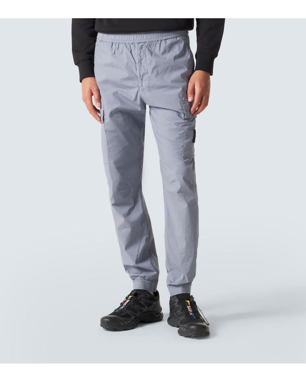 Stone Island Blue Compass Cotton-Blend Cargo Pants for men