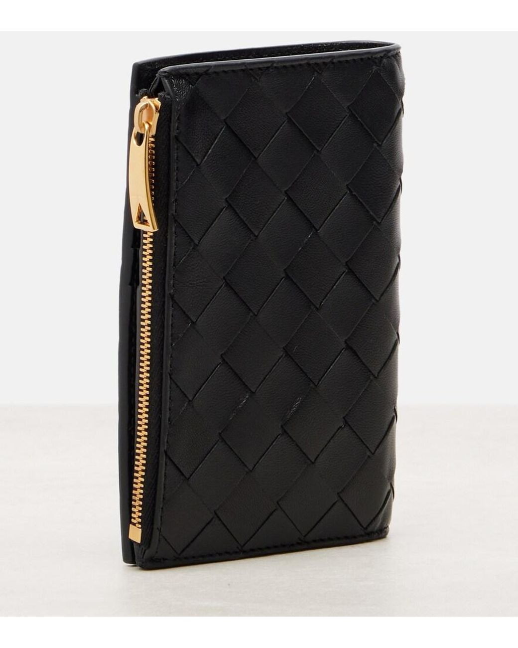 Bottega Veneta Black Intrecciato Medium Leather Wallet