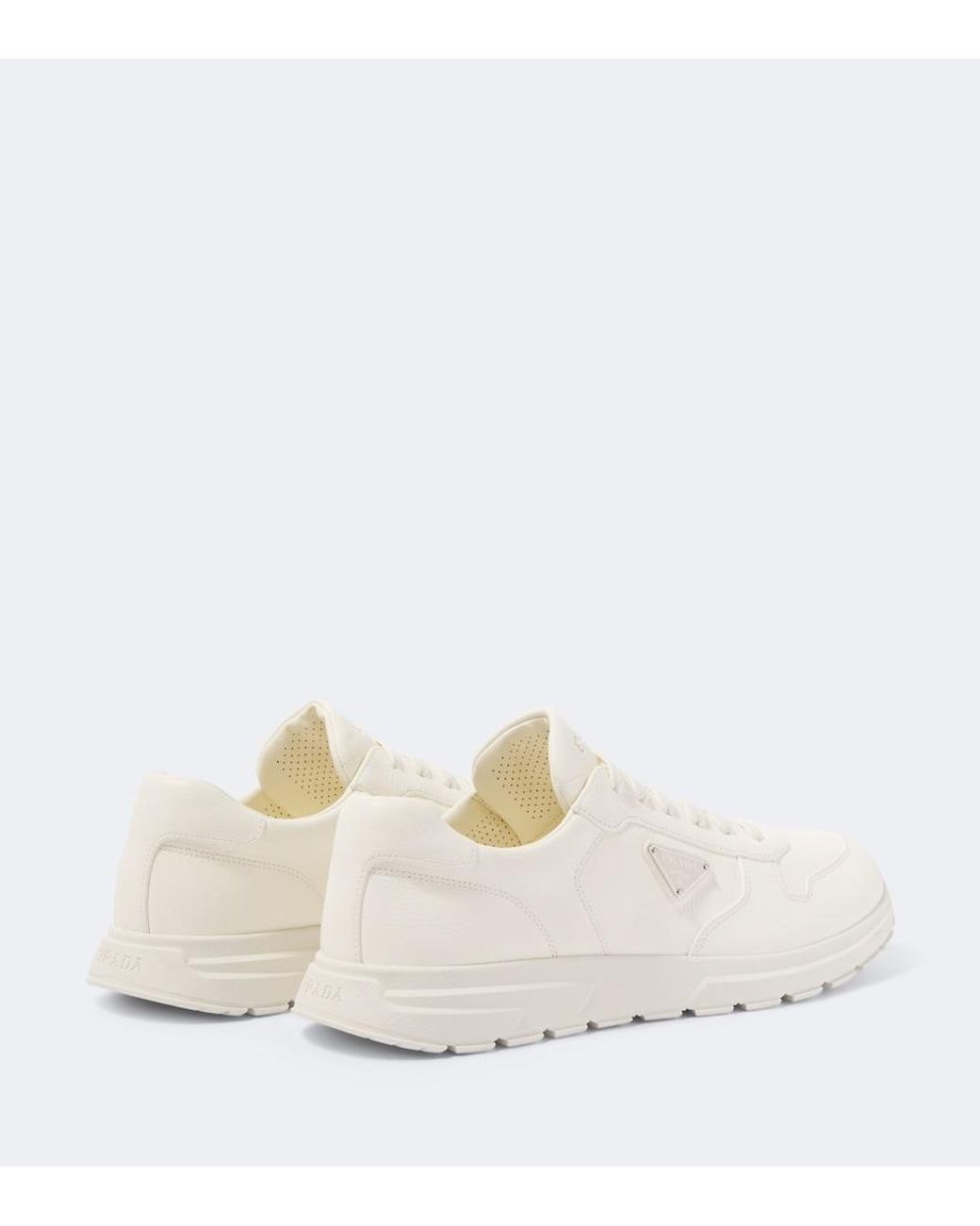 Prada White Prax 2.0 Leather Sneakers for men